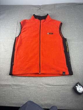 Vintage Nautica Competition Nautech Orange Fleece Vest XL